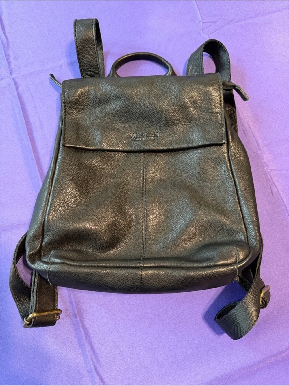 American Leather Co Black Pebble Leather Backpack
